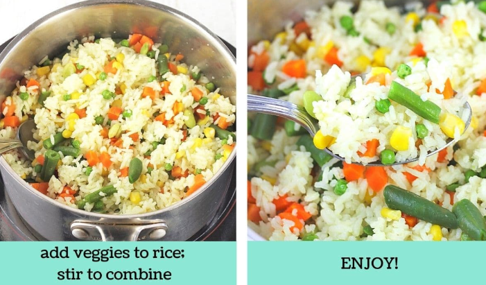 Add the veggies with the rice