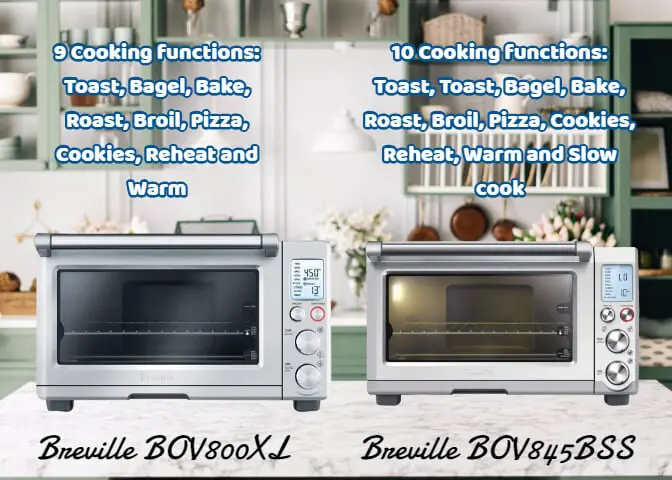 Breville BOV800XL Vs BOV845BSS Cooking Option Differences