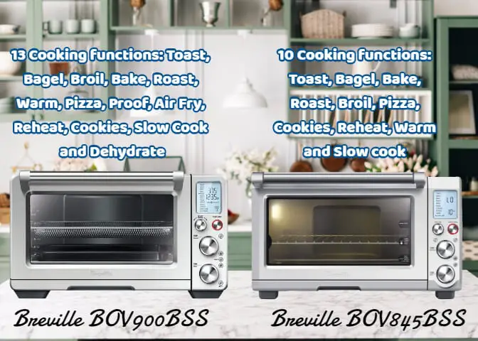 Breville BOV900BSS vs BOV845BSS cooking functions differences