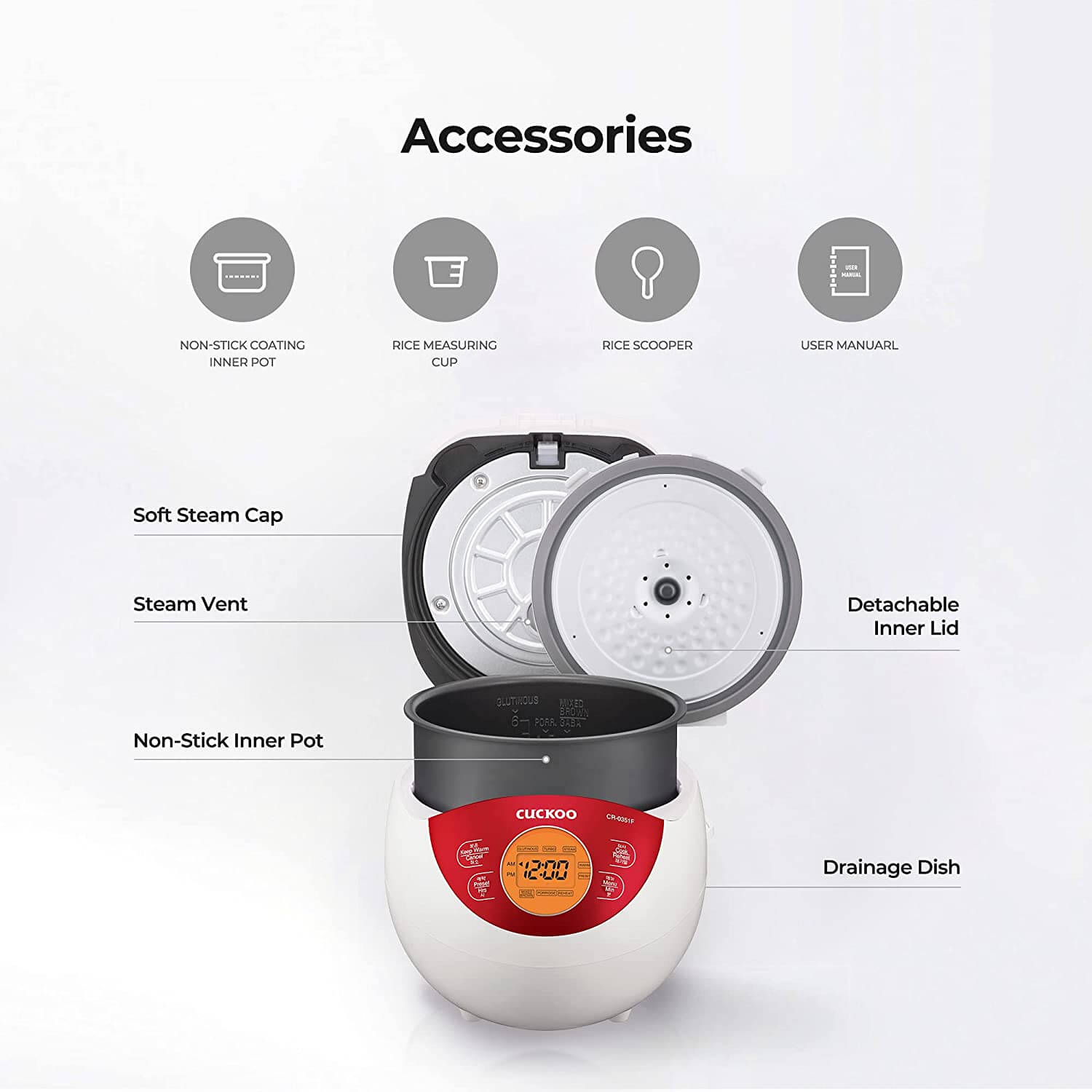 Cuckoo CR-0351F Electric Heating Rice Cooker accessories