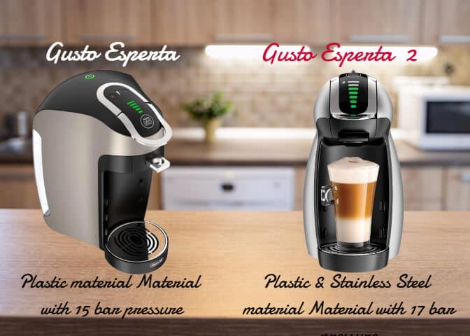 Dolce Gusto Esperta Vs Esperta 2 material and pressure bar difference