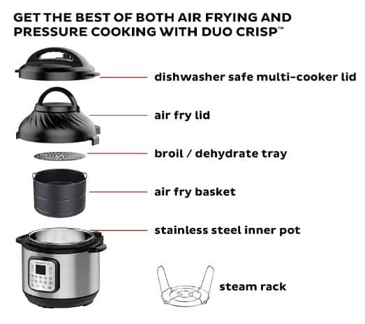 Instant Pot Duo Crisp 11-in-1 air fryer pressure cooker combo features
